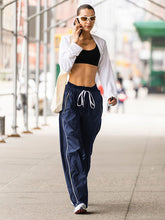 Stylish Lace-up Elastic Waist Wide Leg